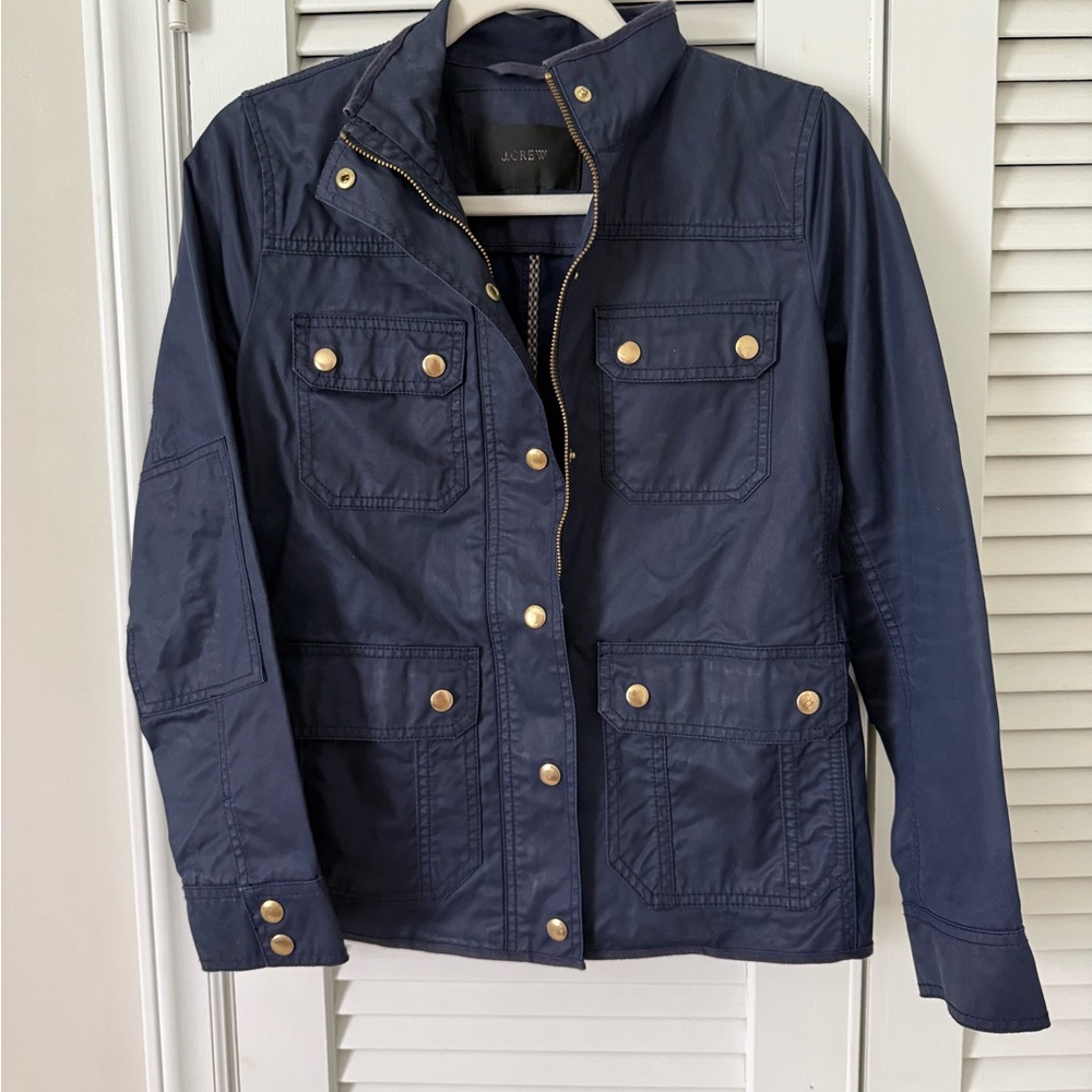J. Crew Dark Blue Utility Jacket with Gold Buttons